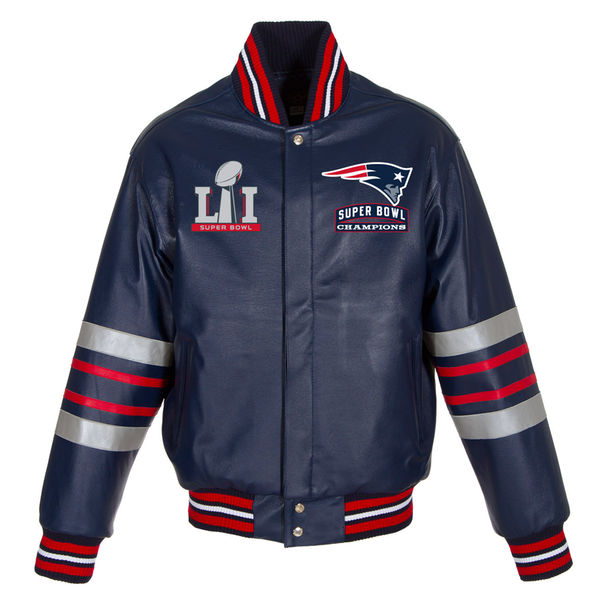 New England Patriots JH Design Super Bowl LI Champions Leather Jacket - Navy
